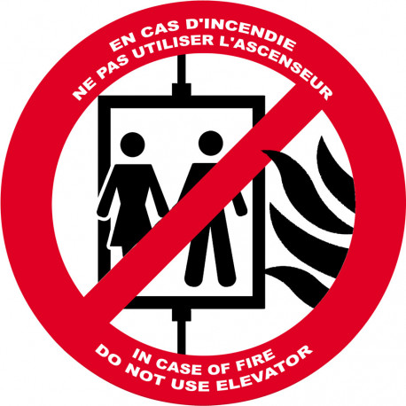 En cas d'incendie ne pas utiliser l'ascenceur - 15cm - Sticker/autocollant