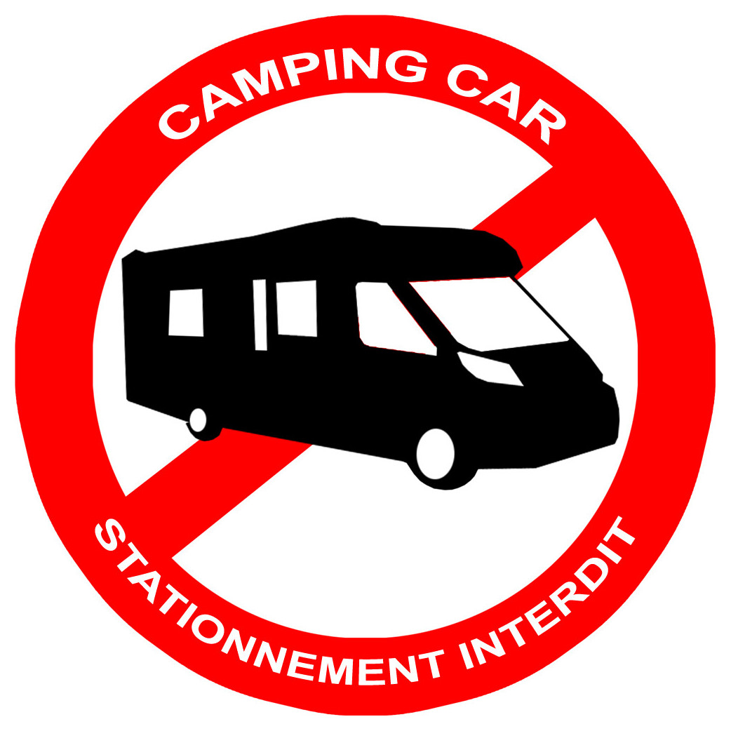 Stationnement interdit aux camping car - 10cm - Sticker/autocollant