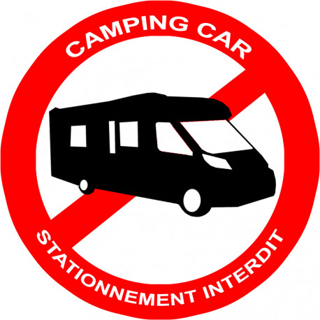 Stationnement interdit aux camping car - 10cm - Sticker/autocollant
