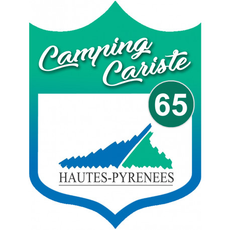 blason camping cariste Hautes Pyrénées 65 - 15x11.2cm - Sticker/autocollant
