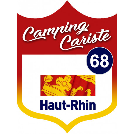 blason camping cariste Haut-Rhin 68 - 20x15cm - Sticker/autocollant