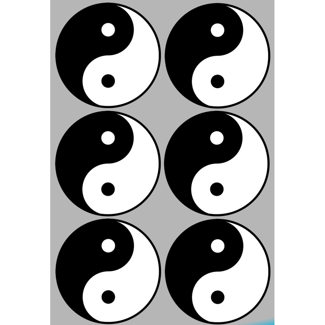 Yin Yang - 6 stickers de 10cm - Sticker/autocollant