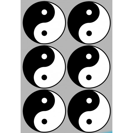 Yin Yang - 6 stickers de 10cm - Sticker/autocollant