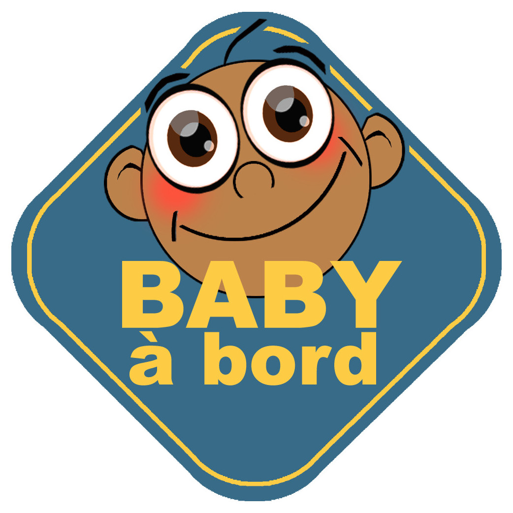 Baby à bord garçon méditerranéen - 10cm - Sticker/autocollant