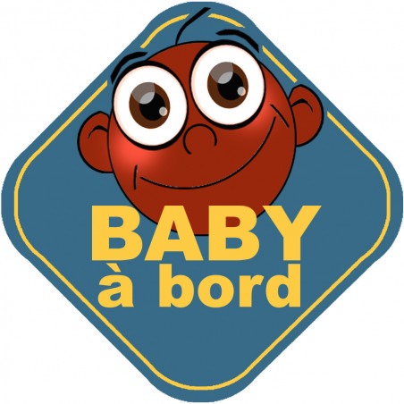 Baby à bord garçon afro - 15cm - Sticker/autocollant Baby à bord garçon afro - 15cm - Sticker/autocollant