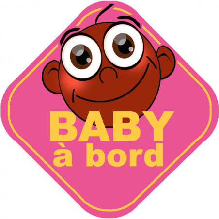 Baby à bord fille afro - 10cm - Sticker/autocollant Baby à bord fille afro - 10cm - Sticker/autocollant
