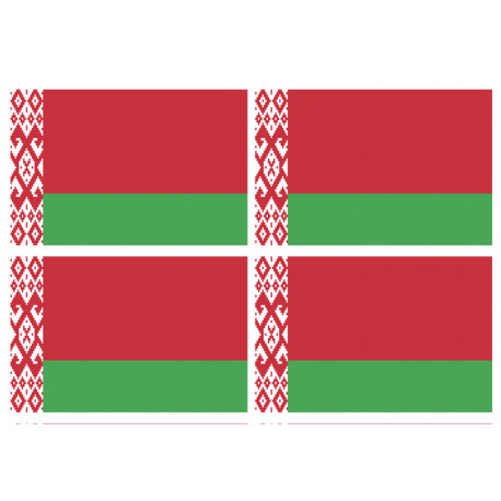 Drapeau Bielorussie - 4 stickers - 9.5 x 6.3 cm - Sticker/autocollant
