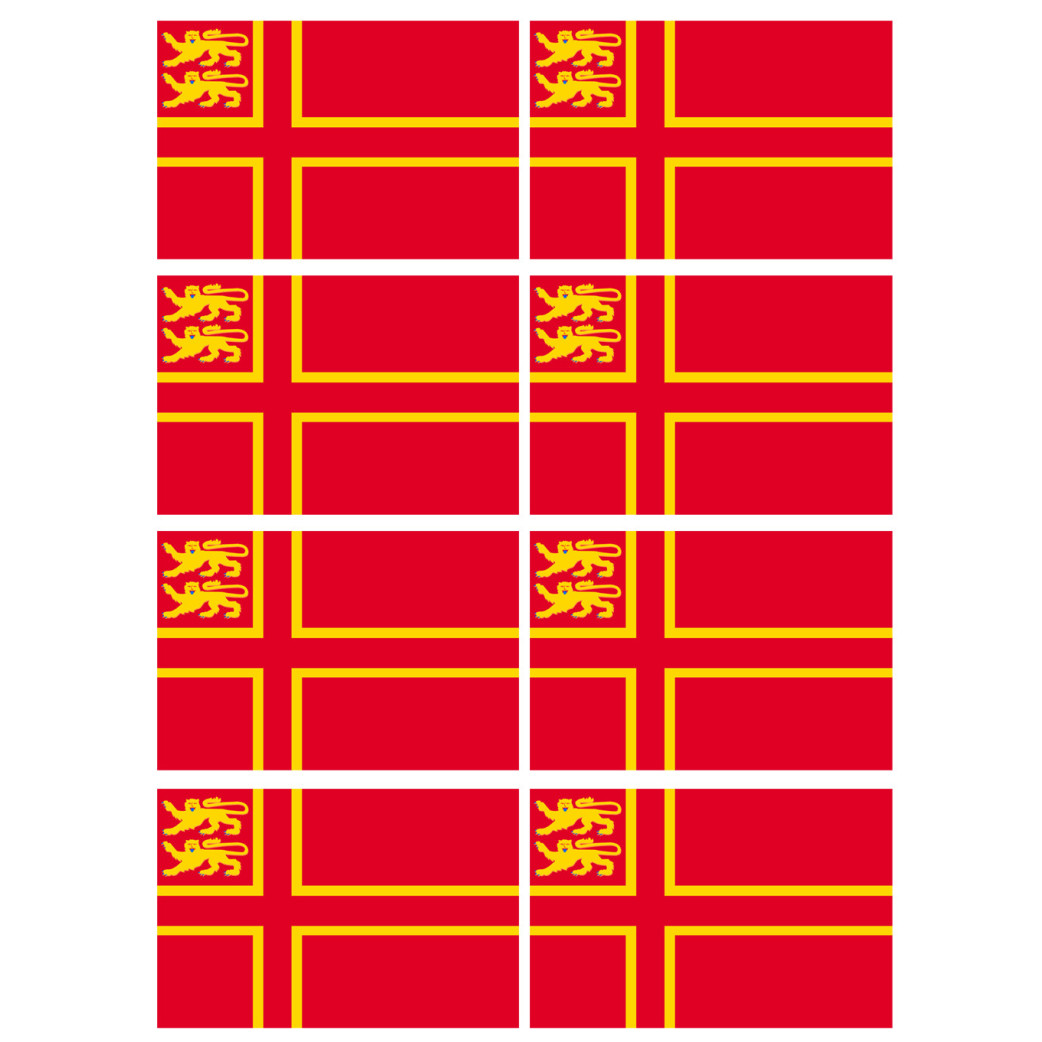 drapeau Normand avec Lions - 8 stickers - 9.5 x 6.3 cm - Sticker/autocollant