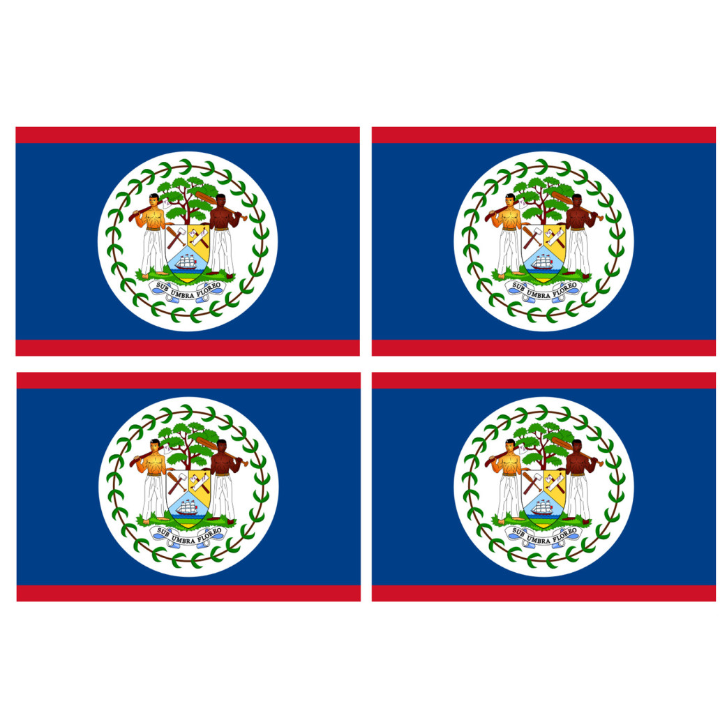 Drapeau Belize - 4 stickers - 9.5 x 6.3 cm - Sticker/autocollant