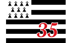 Drapeau Breton 35 - 5x3,5cm - Sticker/autocollant