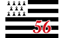 Drapeau Breton 56 - 10x7cm - Sticker/autocollant