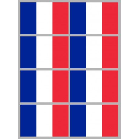 Drapeau France - 8 stickers - 9.5 x 6.3 cm - Sticker/autocollant
