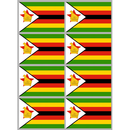 Drapeau Zimbabwe - 8 stickers - 9.5 x 6.3 cm - Sticker/autocollant