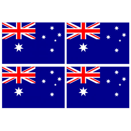 Drapeau Australie - 4 stickers - 9.5 x 6.3 cm - Sticker/autocollant