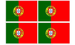 Drapeau Portugal - 4 stickers - 9.5 x 6.3 cm - Sticker/autocollant