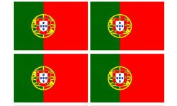 Sticker / autocollant : Drapeau Portugal - 4 stickers - 9.5 x 6.3 cm