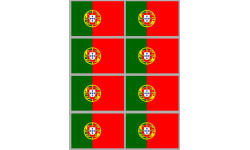 Sticker / autocollant : Drapeau Portugal - 8 stickers - 9.5 x 6.3 cm