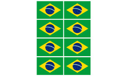 Drapeau Brésilien - 8 stickers - 9.5 x 6.3 cm - Sticker/autocollant