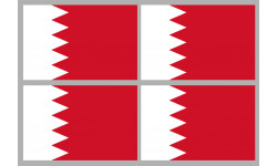 Drapeau Bahrain - 4 stickers - 9.5 x 6.3 cm - Sticker/autocollant