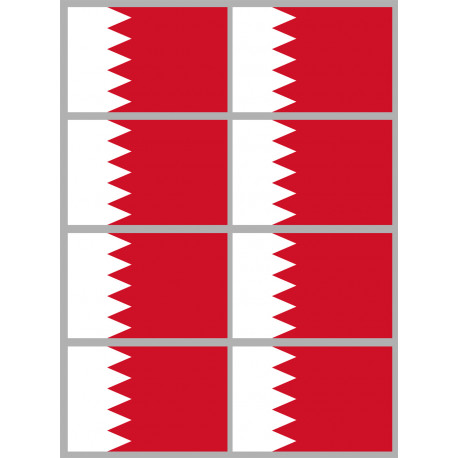 Drapeau Bahrain - 8 stickers - 9.5 x 6.3 cm - Sticker/autocollant