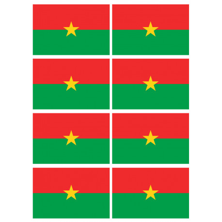 Drapeau Burkina Faso - 8 stickers - 9.5 x 6.3 cm - Sticker/autocollant