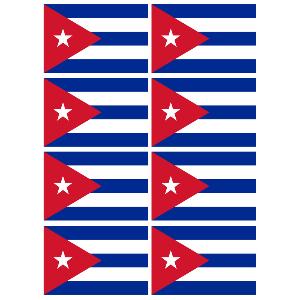 Drapeau Cuba - 8 stickers - 9.5 x 6.3 cm - Sticker/autocollant