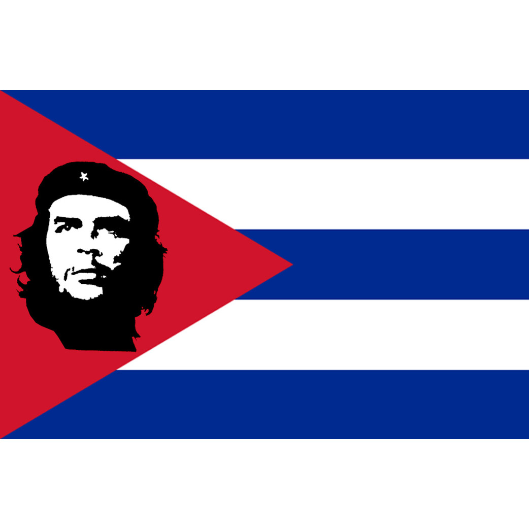 Drapeau Cuba avec le Che - 15x10 cm - Sticker/autocollant
