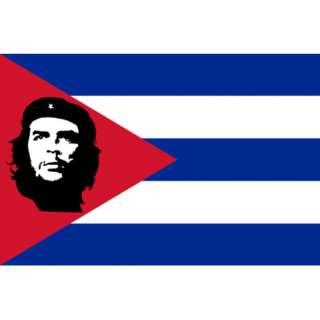 Drapeau Cuba avec le Che - 15x10 cm - Sticker/autocollant