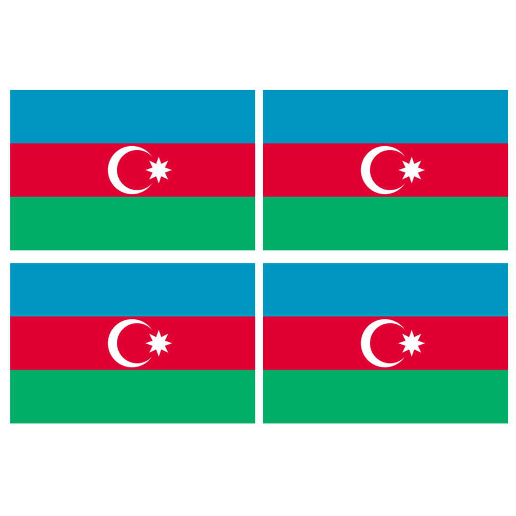 Drapeau Azerbaijan - 4 stickers - 9.5 x 6.3 cm - Sticker/autocollant