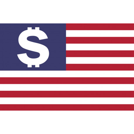 drapeau US dollar - 15x9.7cm - Sticker/autocollant