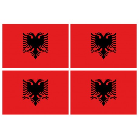 Drapeau Albanie - 4 stickers - 9.5 x 6.3 cm - Sticker/autocollant