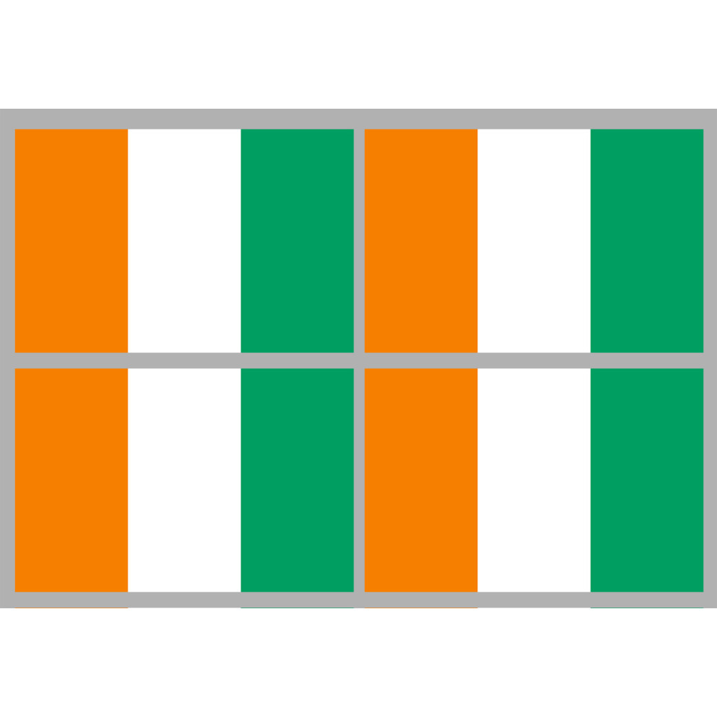 Drapeau Côte d'Ivoire - 4 stickers - 9.5 x 6.3 cm - Sticker/autocollant