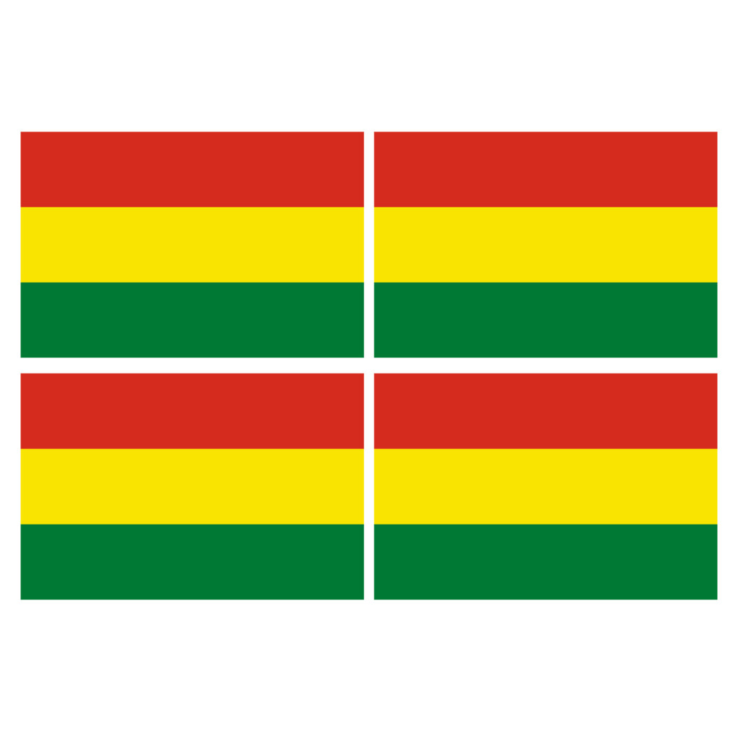 Drapeau Bolivie - 4 stickers - 9.5 x 6.3 cm - Sticker/autocollant
