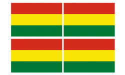 Drapeau Bolivie - 4 stickers - 9.5 x 6.3 cm - Sticker/autocollant