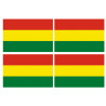 Drapeau Bolivie - 4 stickers - 9.5 x 6.3 cm - Sticker/autocollant
