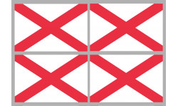 Drapeau Irlande du Nord - 4 stickers - 9.5 x 6.3 cm - Sticker/autocollant
