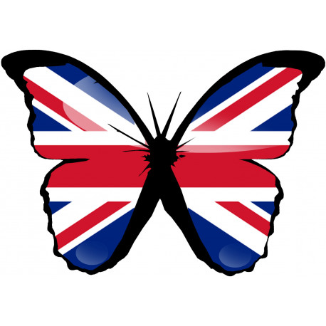effet papillon Grande Bretagne - 15x7cm - Sticker/autocollant