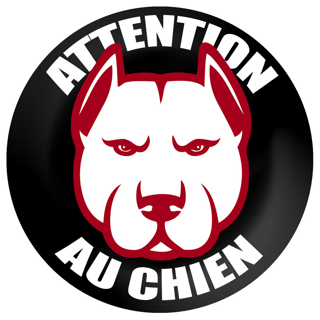 ATTENTION AU CHIEN - 5cm - Sticker/autocollant