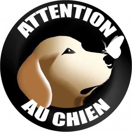 sticker : autocollant : ATTENTION AU CHIEN gentil - 9cm