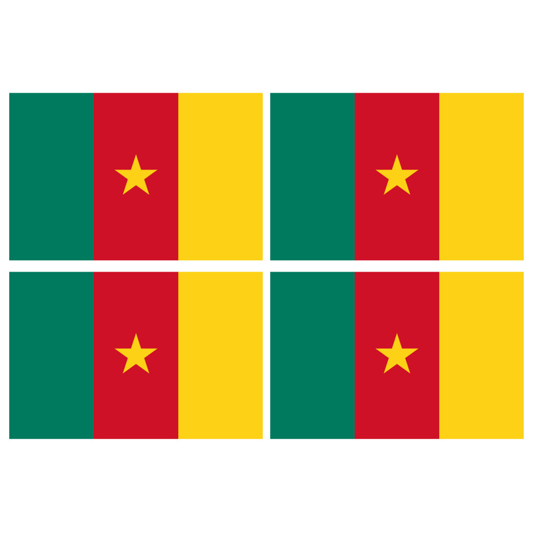 Drapeau Cameroun - 4 stickers - 9.5 x 6.3 cm - Sticker/autocollant