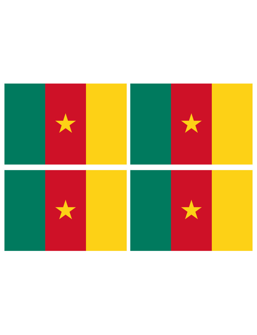 Drapeau Cameroun - 4 stickers - 9.5 x 6.3 cm - Sticker/autocollant