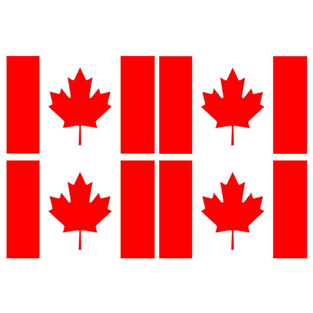 Drapeau Canada - 4 stickers - 9.5 x 6.3 cm - Sticker/autocollant