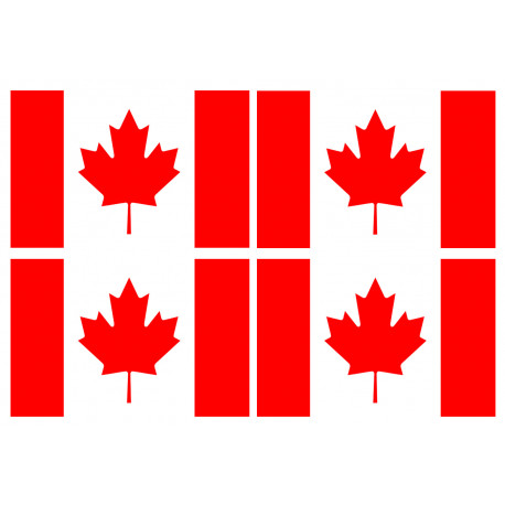 Drapeau Canada - 4 stickers - 9.5 x 6.3 cm - Sticker/autocollant