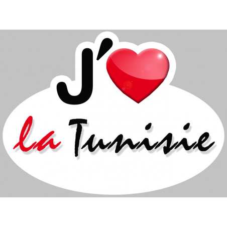 J'aime la Tunisie - 15x11cm - Sticker/autocollant J'aime la Tunisie - 15x11cm - Sticker/autocollant