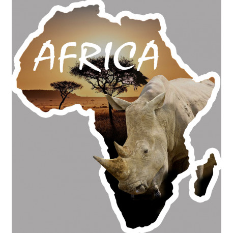 Africa Rhinocéros - 20x18cm - Sticker/autocollant