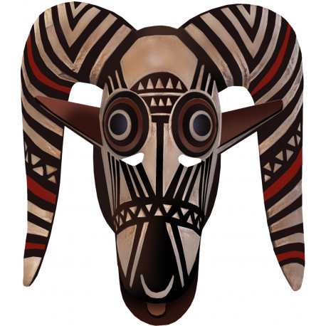 masque africain traditionnel - 10x8,8cm - Sticker/autocollant