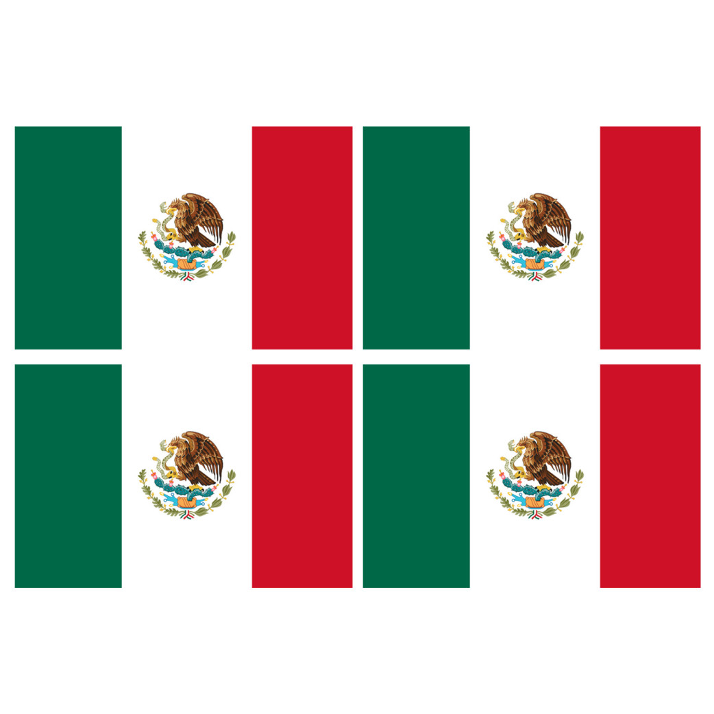 Drapeau Mexique - 4 stickers de 9,5x6.3 cm - Sticker/autocollant