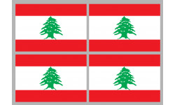 Drapeau Liban - 4 stickers 9,5x6,3 cm - Sticker/autocollant