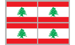 Drapeau Liban - 4 stickers 9,5x6,3 cm - Sticker/autocollant