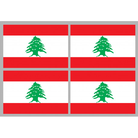 Drapeau Liban - 4 stickers 9,5x6,3 cm - Sticker/autocollant